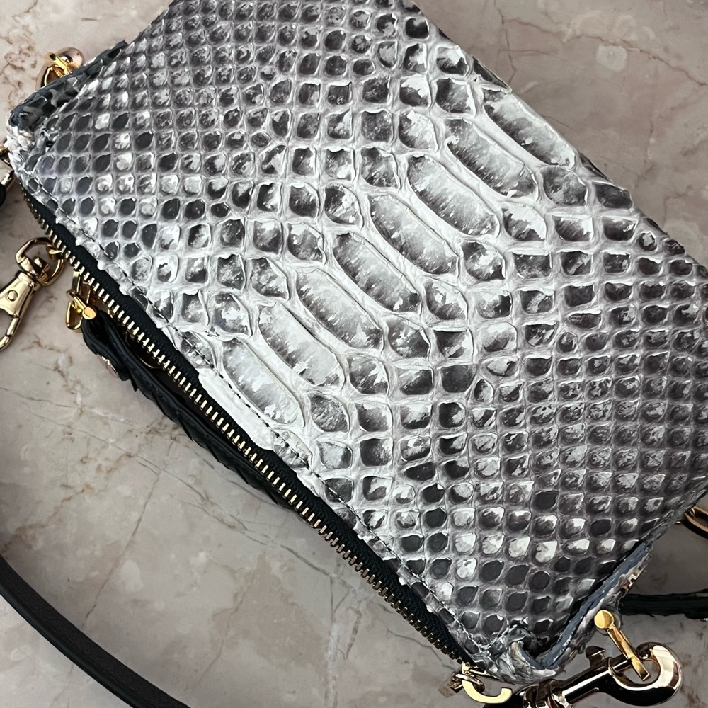 Authentic Python Black And Gray Handbag - image 5